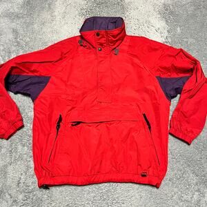 Obermeyer Jacket Mens Large Ski Snowboard Red Pullover Windbreaker Anorak *stain